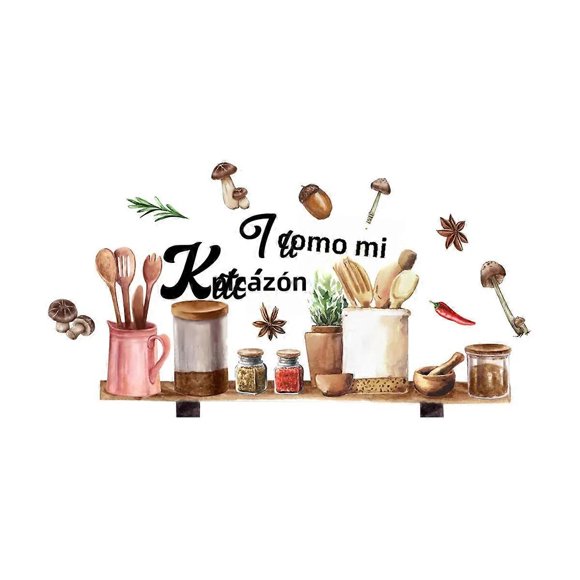 Kitchen Wall Sticker Mushroom Ingredients Decoration Home Ornaments Cartoon Style PVC No Hazardous Chemicals