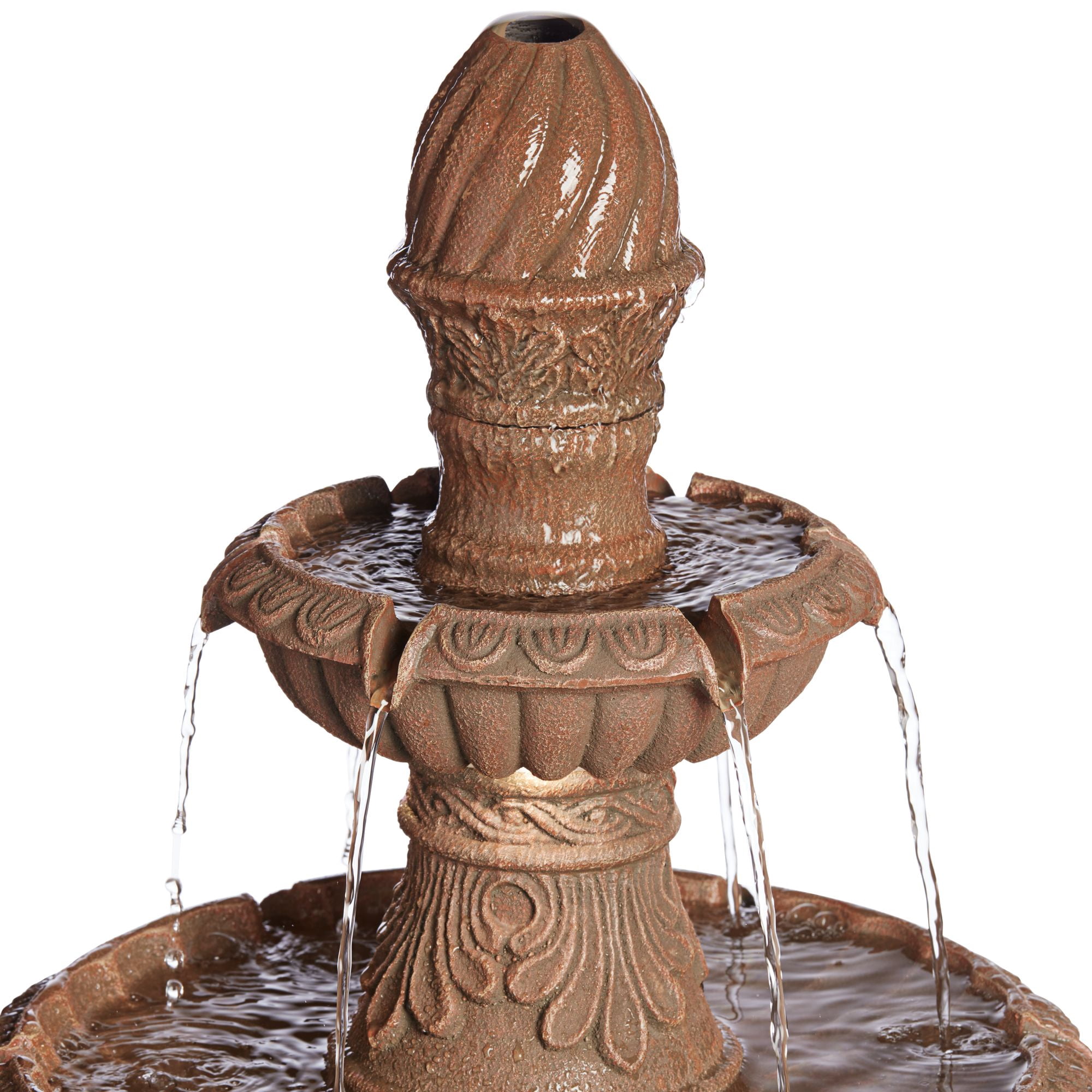 Santa Cruz 45 3/4" High Large Italian Outdoor Decor Faux Stone Floor Fountain with Light LED 3-Tier Outside