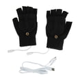 thumbnail image 1 of Guantes calefactados USB con dobladillo completo y parte trasera media, cálidos, de punto, sin dedos, para el hogar y la oficina, color negro, 1 of 10