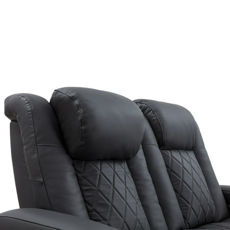 Valencia Theater Seating - Valencia Tuscany Row of 4 Loveseat Center Premium Top Grain 11000 Nappa Leather Home Theater Seating - Charcoal Grey