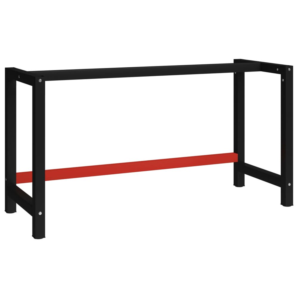 vidaXL Work Bench Frame Working Table Metal Black & Red 1/2x Bars Multi