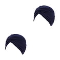thumbnail image 2 of Qarigey Musulmanes Turbante Hijabs Gorras Cruz Pre-Atado Sombrero Indio Transpirable Elasticidad Beanie Chemo Cover Mujeres Headwear azul marino azul marino 2piezas Qarigey  CBP300381, 2 of 5