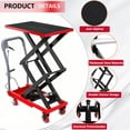thumbnail image 4 of Hydraulic Lift Table Cart 330 lbs Capacity 50 In Double Scissor Lift Table with Locking Wheels and Non-Slip Platform for Material Handling Red, 4 of 8