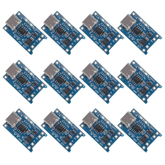 Organizer 12pcs TP4056 Type-C Input Interface USB 5V 1A 18650 Lithium Battery Charger Module Charging Board with Dual Protection Function
