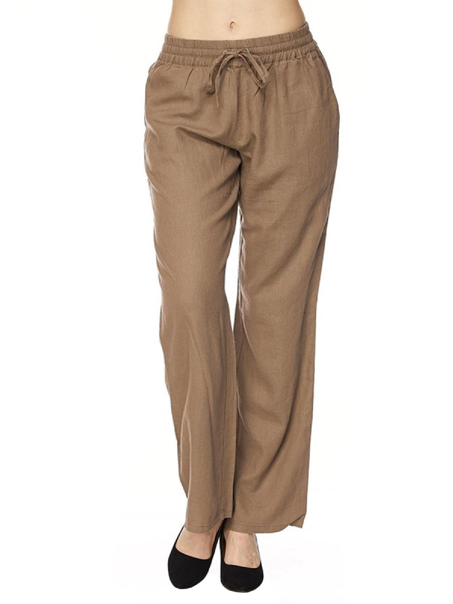 Made by Olivia Women's Comfy Drawstring Linen Pants with Pocket (S-3XL) -  Walmart.com