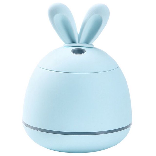 200 ml USB Humidificador de aire con forma de conejo, humidificador ultrasónico de vapor frío, adorable minihumidificador de aroma para oficina, hogar, sala de estar, dormitorio, azul