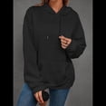 thumbnail image 4 of Sudadera Informal con Capucha de Jacquard Texturizado para Mujer, Sudadera Holgada de Larga de Color Liso Y2K con Bolsillos. Negro L, 4 of 10