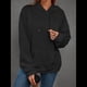 thumbnail image 4 of Sudadera Informal con Capucha de Jacquard Texturizado para Mujer, Sudadera Holgada de Larga de Color Liso Y2K con Bolsillos. Negro S, 4 of 10
