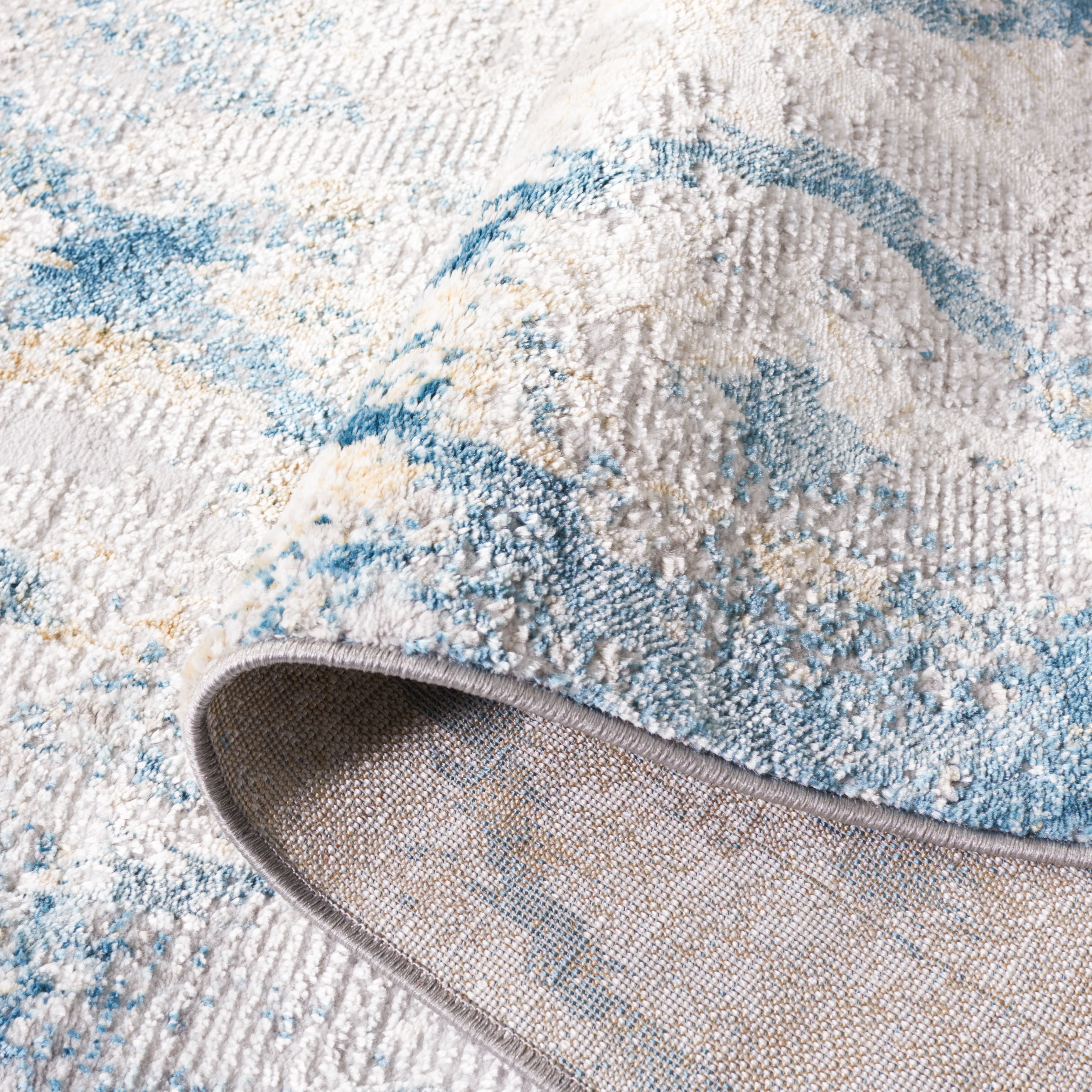 SAFAVIEH Meadow Doncho Diamond Area Rug, Grey/Blue Gold, 4' x 6'
