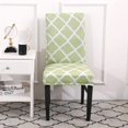 thumbnail image 2 of Dining Chair Cover Set of 4 Stretch Spandex Short Dining Chair Protective Cover Removable Chair Protector Seat Covers for Dining Room Wedding Banquet Party (Green+White), 2 of 8