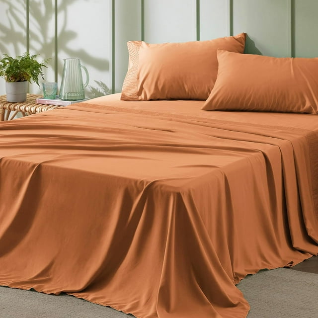 Queen Sheet Set Pieces Soft Queen Size Sheets Breathable & Cooling Hotel Luxury Easy Care Polyester Microfiber Bedding