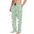thumbnail image 2 of joogoo Men's Pajama Pants Christmas Green Pattern Cotton Long Sleepwear Lounge Pants L, 2 of 7