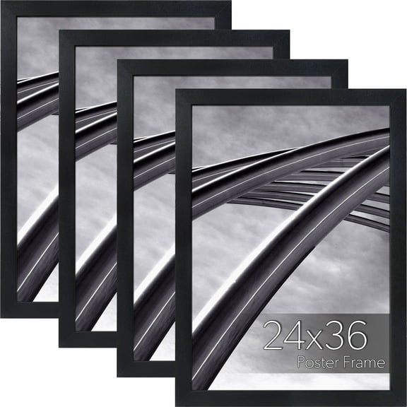 24x36 Picture Frame, Wall Hanging Black Poster Frame Displays Vertically or Horizontally with Included Hardware, Set of 4