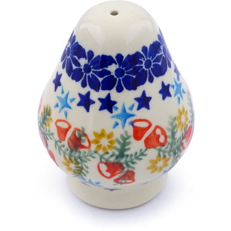 Pottery Barn Wreaths - Polish Pottery 3½-inch Salt Shaker (Wreath Of Bealls Theme) Hand Painted in Boleslawiec, Poland + Certificate of Authenticity