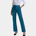 thumbnail image 5 of Women's Stretchy Wide Leg Work Pants Casual Trousers with Pockets Elastic Waist Comfort Fit for Office Wear and Everyday Use,Dark Blue,2XL, 5 of 6