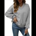 thumbnail image 1 of Sudadera con Capucha para Mujer, de Gran Tamaño, con Cuello en V, Informal, Cómoda, Básica, Moda de Otoño 2025. Gris L, 1 of 10