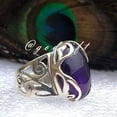 thumbnail image 6 of Genuine Amethyst Ring | 925 Sterling Silver Oval Cabochon Gemstone | Handmade Boho Chic Statement Ring, 6 of 8