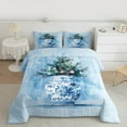 thumbnail image 2 of Manfei Chic Christmas Tree Twin Comforter Set,Red Xmas Ball,Blue Splatter,2-Piece Cozy Decor, 2 of 8