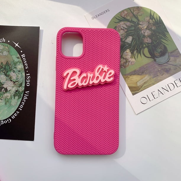 DIY 3D Barbie Hot Pink Funda Blanda De Silicona Trenzada Para iPhone 14PROMAX 12PROMAX 11 11PRO 13PROMAX 14 14PRO 7 8PLUS XR XSMAX Lujo simple Mujeres Totalmente Protegidas A Prueba De Golpes shell