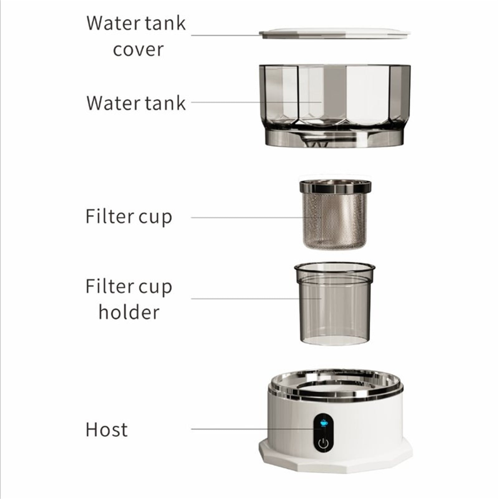 Miyuadkai Mini Coffee Machine Automatic Wireless Brewer, Portable Coffee Machine Pressure Coffee Maker Car Portable Coffee Machine Charged Brew 3 Cups for Camping Rv Hiking, Coffee Machine*1