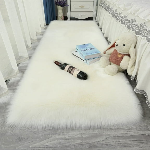Namzi Solid Color Plush Table Runner,Faux Sheepskin Decorative Shaggy Dresser Scarf,Not-Slip Desk Pad,Luxury False Fur Dresser Tablecloth-white 50x50cm(19.69x19.69inch)