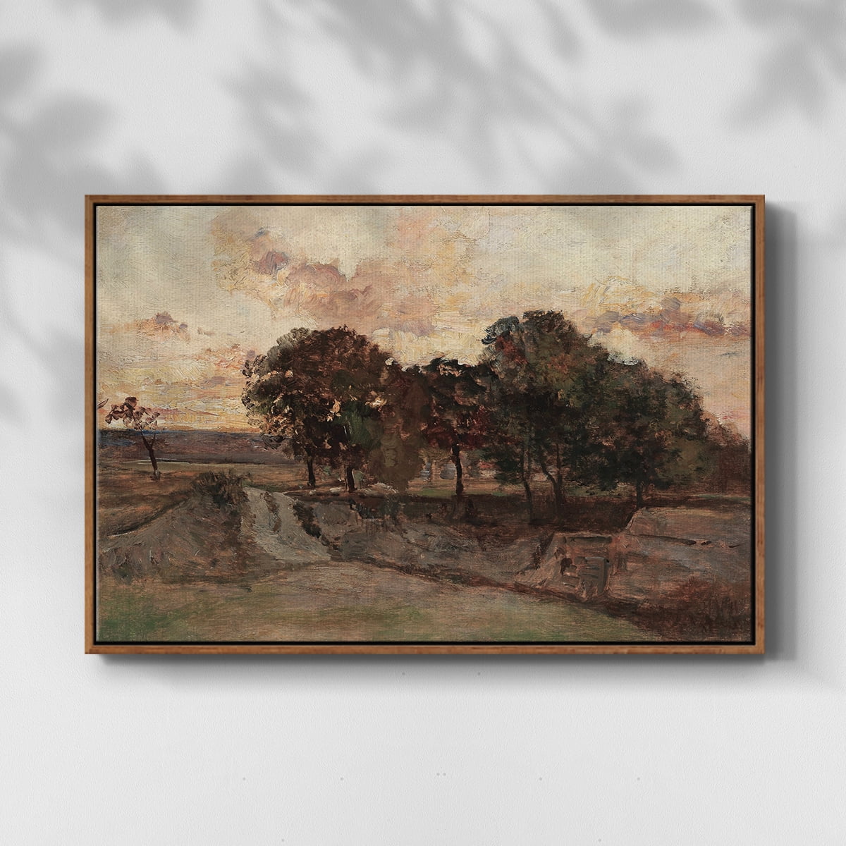 Vintage Landscape-CCXXV By Wexford Home Framed in Walnut Wood Gallery Wrapped Canvas 25 in. x 37 in.