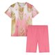 thumbnail image 4 of Conjunto de Pijama de las Mujeres de Manga Corta Sólida de Lechuga Y Pantalones Cortos de 2 Piezas de Poliéster, Pijama Suelto Casual para el Verano, 4 of 6