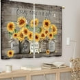 thumbnail image 3 of Vintage Sunflower Floral Kitchen Curtains Rustic Flower Inspirational Small Short Cafe Window Curtains Wooden Country Bathroom Living Room Bedroom Drapes Treatment 2 Panels (27.5x36 Inch), 3 of 6