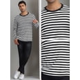 thumbnail image 4 of DARING DIVA Men's Striped Sweatshirts  Stripes Long Sleeve Casual T-Shirt S Black White, 4 of 6