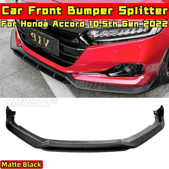 Accord Front Bumper Lip Matte Black Sport Style Bumper Spoiler Guard Body Kit For Honda Accord 10.5th Gen 2022 Car Accessories