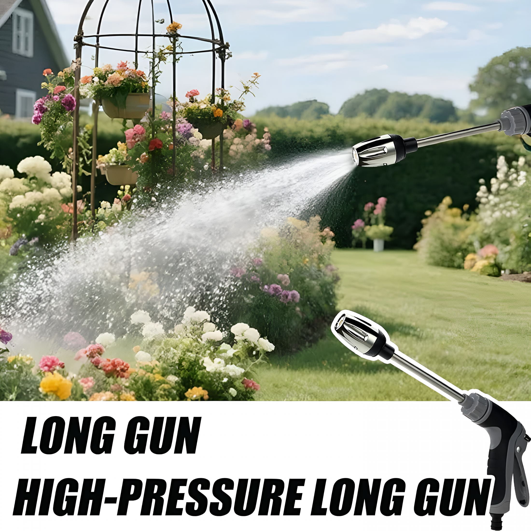CURYMAY Pressure Washer, Pressure Washer Nozzle, 15x More Powerful Than Hoses, Universal Compatibility, 360° Rotating for Three Spray Modes, Effortless Dirt Removal (Water Gun+Foam Pot+3 Connector)