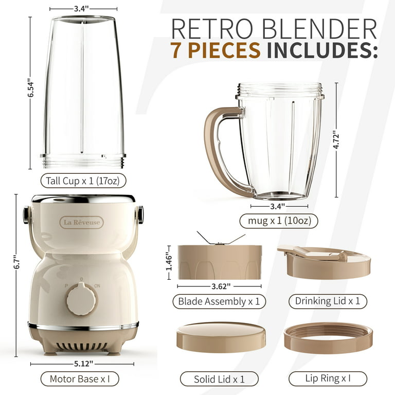 La Reveuse Personal Size Blender 300 Watts for Shakes Smoothies