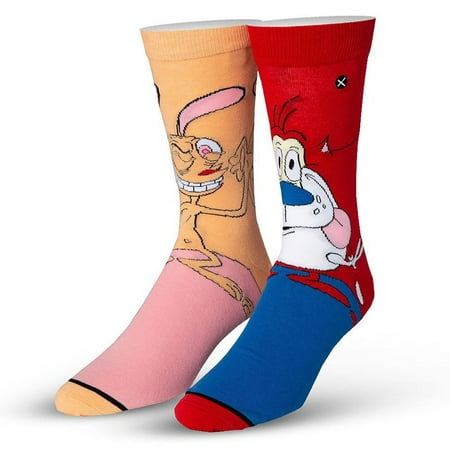 

Odd Sox Nickelodeon Crew Socks Ren & Stimpy Show Novelty Cartoon Print Large