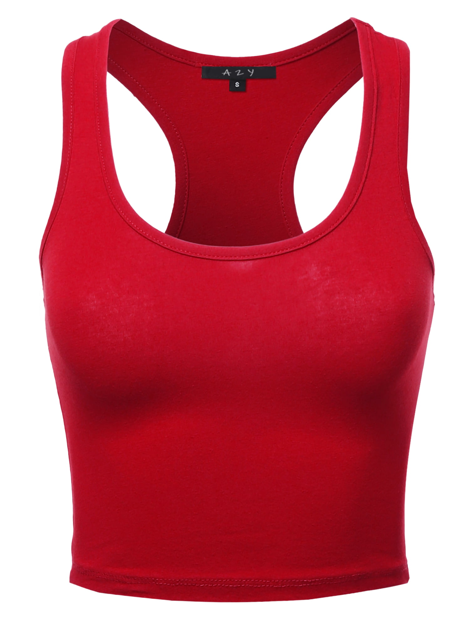 A2y A2y Women S Basic Cotton Casual Scoop Neck Sleeveless Cropped Racerback Tank Tops Deep Red