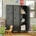 thumbnail image 3 of Aobabo 66.2" H Metal Locker with Hooks and Ventilation Holes,3 Door Metal Storage Locker with Keys and Business Card Slof for Home,Gym,Garage,School,Office,Assembly Required,Black, 3 of 7