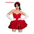thumbnail image 2 of Disfraz de cosplay de Mima Delux para mujer de Miccostumes, vestido rojo sin tirantes, vestido de tubo con diadema, medias hasta el muslo y guantes, 2 of 4