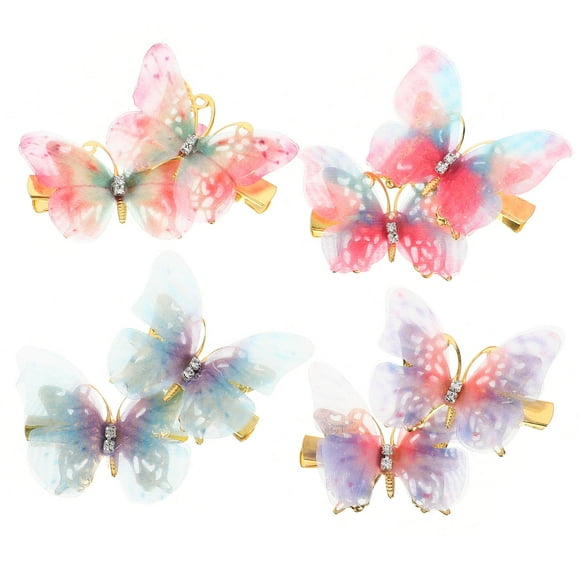 EXHUMKY 8Pcs Butterfly Hair Barrettes Metal Hair Clips Assorted Colors for Styling