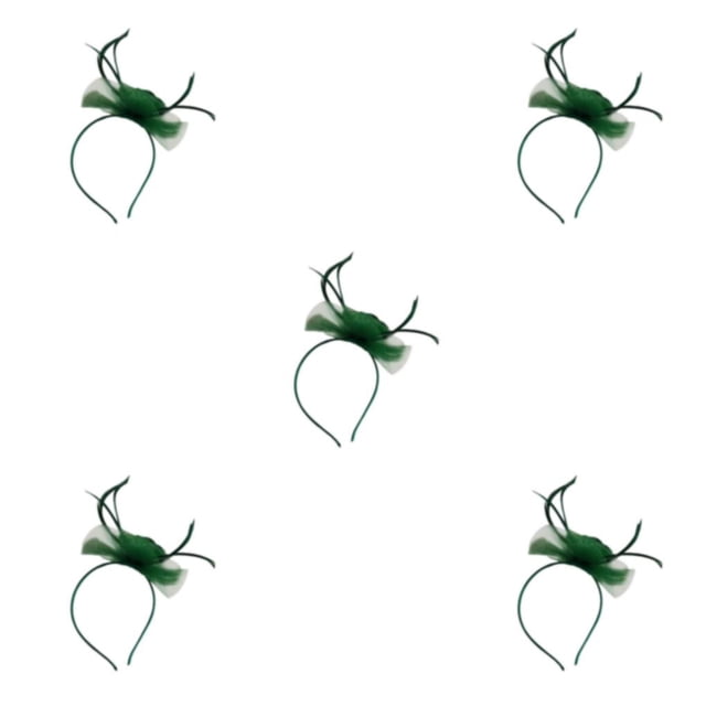 pitrice 1/2/3/5 Maille Fascinator Femmes Coiffure Prom Maquillage Nuptiale Scène Réglable Performance Photo Coiffe Fille Bande de Cheveux Vert Foncé 5PCS