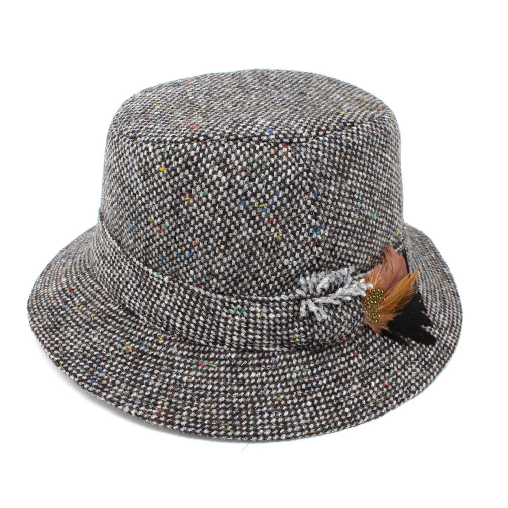 Hanna Hats - Irish Tweed Walking Hat for Women Granite Grey Salt Pepper ...