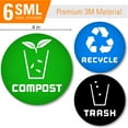 thumbnail image 2 of 6 Pack Recycle Logo and Trash can Sticker to Organize Your Trash - for Garbage containers and Recycle Bins - Premium Vinyl Decal (Compost, Small), 2 of 8
