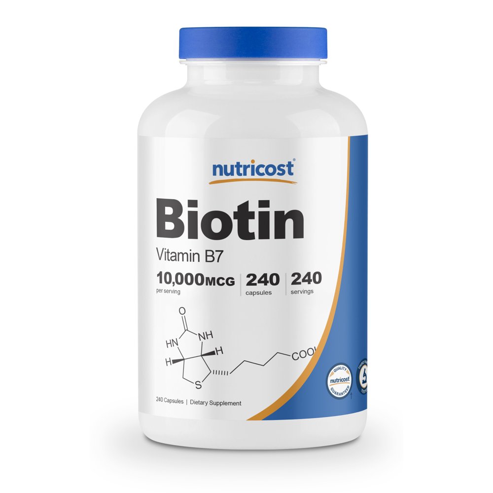Nutricost Biotin (Vitamin B7) 10,000mcg (10g), 240 Capsules Walmart