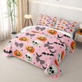 thumbnail image 3 of Feelyou Cute Bowknot Skeleton Quilt King, Halloween Pumpkin Bat King Coverlet Set, 3pcs, 1 Comforter and 2 Pillowcases, 3 of 7