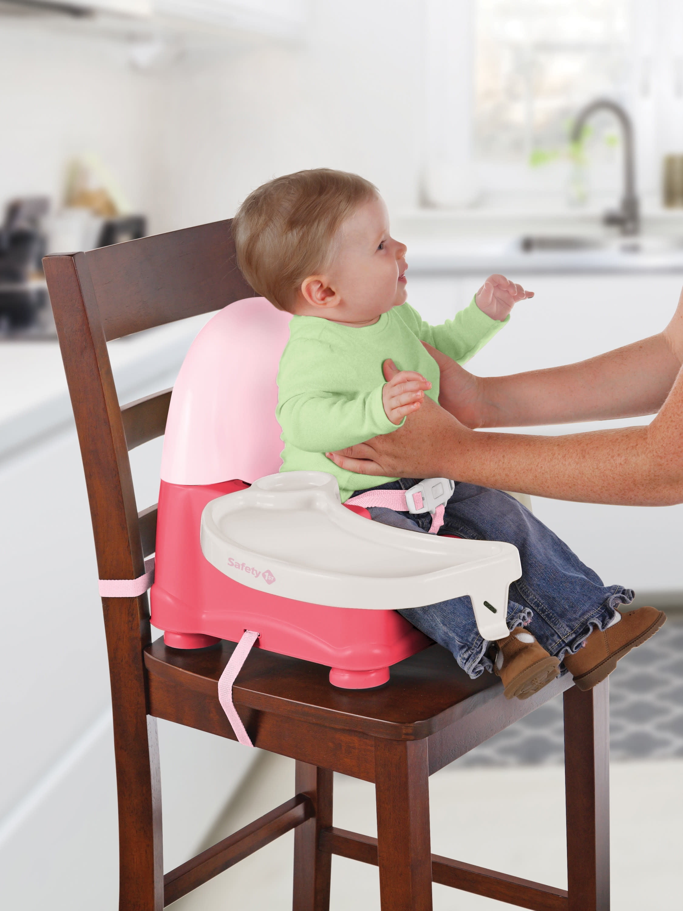 Safety 1st Easy Care Swing Tray Toddler Feeding Booster, Coral Crush