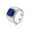Blue Sapphire-Silver, variant on Men's Stainless Steel Gold/Silver/Black Plated Ring with Cushion Cut Gemstone Simple Ring Size 7-13