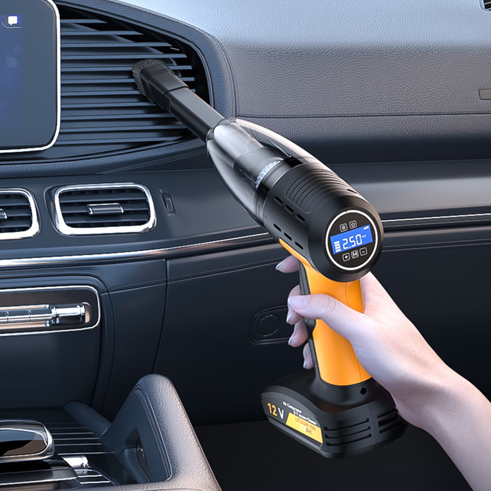 4-in-1 Handheld Car Vacuum Cleaner with Tire Inflator, 8000Pa Suction Power, Portable Vacuum for Car, Home, Office, and Pet Hair