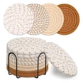 thumbnail image 1 of 8 Posavasos para Bebidas con Soporte, Posavasos Absorbentes de 4 Colores para Bebidas, Juego de Posavasos Tejido de AlgodóN para DecoracióN del Hogar A, 1 of 5
