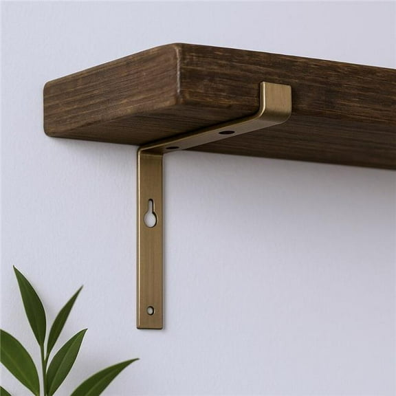 HomeRoots 634529 7 in. Gold Metal Wall Mounted Shelf Brackets - Set of 2