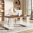thumbnail image 2 of Tribesigns 70.9" Executive Office Desk, Modern Conference Desk with Metal Frame, Walnut, 2 of 6