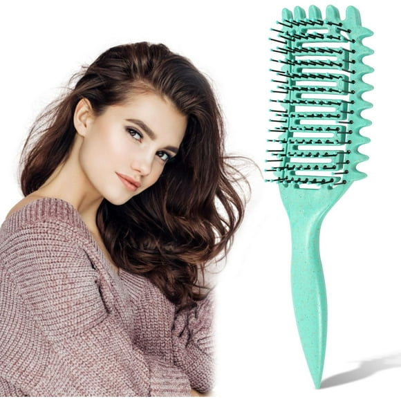 shiyou-Curl Defining Brush, Curly Hair Brush for Women & Men, Curl Brush, Detangling Hair Brush for Dry & Wet Hair, Vented Brush for Shaping Defining Curls Wet Hair (Green, 1 PCS)