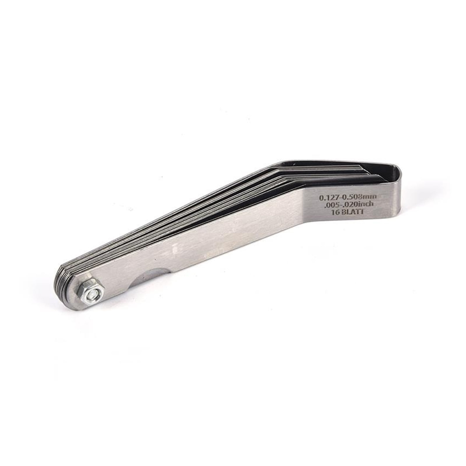 1 Set For 16 Blades Feeler Gauge 0.05 To 1mm Thickness Curved Stainless Steel Gap Metric Filler Feeler Gauge ,Easy to Use
